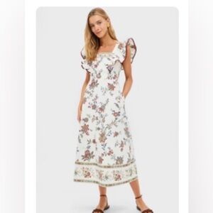 Tuckernuck, Nora dress, Floral White Dress with Ruffle Details